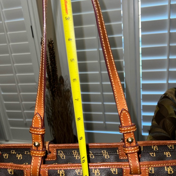 Dooney & Bourke Signature Brown Logo Leather Strap Shoulder Purse Tote - Picture 14 of 16